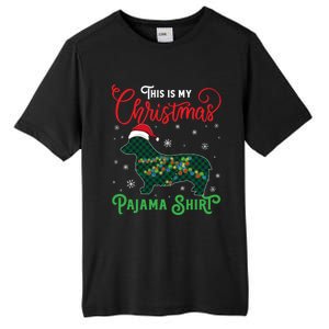 Corgi Christmas Pajama Plaid Santa Hat Lights Snowflakes Great Gift Tall Fusion ChromaSoft Performance T-Shirt