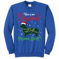 Corgi Christmas Pajama Plaid Santa Hat Lights Snowflakes Great Gift Sweatshirt