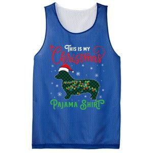 Corgi Christmas Pajama Plaid Santa Hat Lights Snowflakes Great Gift Mesh Reversible Basketball Jersey Tank