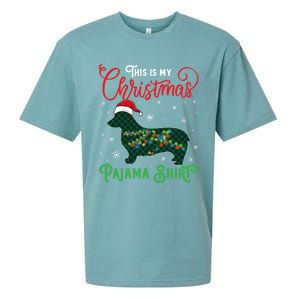 Corgi Christmas Pajama Plaid Santa Hat Lights Snowflakes Great Gift Sueded Cloud Jersey T-Shirt