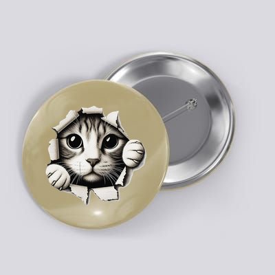 Curious Cat Peeking Paws Sneaky Paws Through Canvas Button