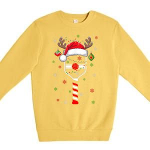 Cute Christmas Pickleball Player Reindeer Holiday Xmas 2024 Gift Premium Crewneck Sweatshirt