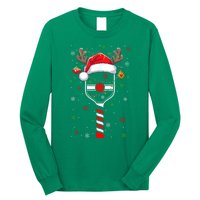 Cute Christmas Pickleball Player Reindeer Holiday Xmas 2024 Gift Long Sleeve Shirt