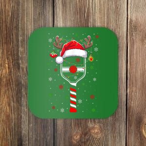 Cute Christmas Pickleball Player Reindeer Holiday Xmas 2024 Gift Coaster