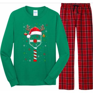 Cute Christmas Pickleball Player Reindeer Holiday Xmas 2024 Gift Long Sleeve Pajama Set