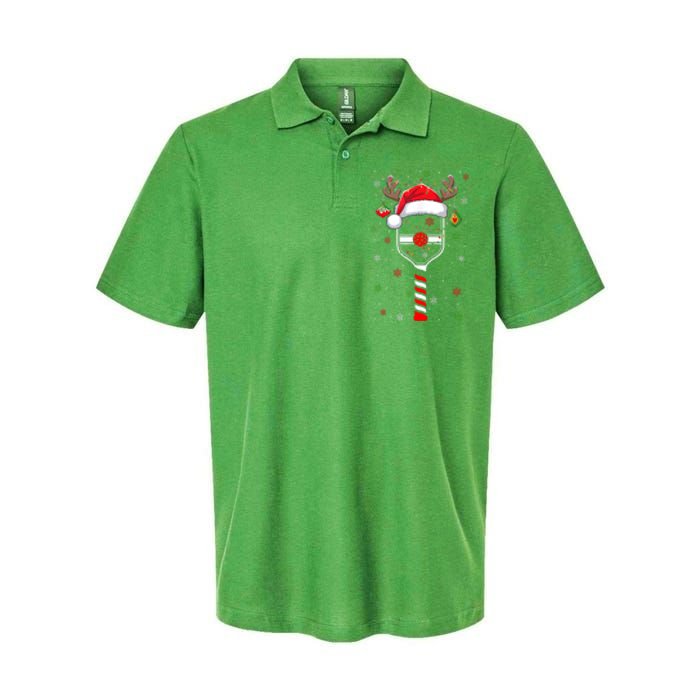 Cute Christmas Pickleball Player Reindeer Holiday Xmas 2024 Gift Softstyle Adult Sport Polo