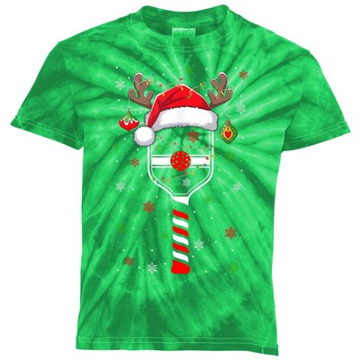 Cute Christmas Pickleball Player Reindeer Holiday Xmas 2024 Gift Kids Tie-Dye T-Shirt