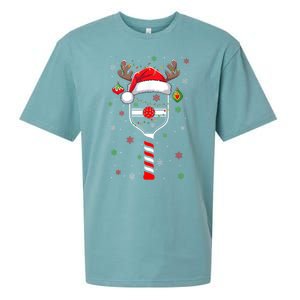 Cute Christmas Pickleball Player Reindeer Holiday Xmas 2024 Gift Sueded Cloud Jersey T-Shirt