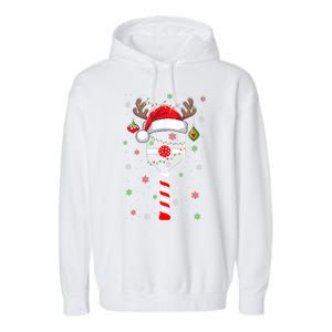 Cute Christmas Pickleball Player Reindeer Holiday Xmas 2024 Gift Garment-Dyed Fleece Hoodie