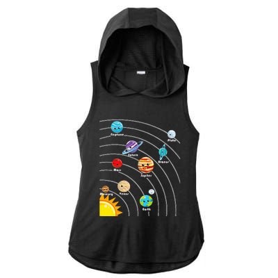 Cute Colorful Planet Solar System Ladies PosiCharge Tri-Blend Wicking Draft Hoodie Tank