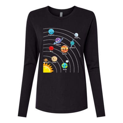 Cute Colorful Planet Solar System Womens Cotton Relaxed Long Sleeve T-Shirt