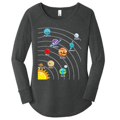 Cute Colorful Planet Solar System Women's Perfect Tri Tunic Long Sleeve Shirt