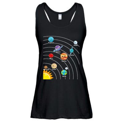 Cute Colorful Planet Solar System Ladies Essential Flowy Tank