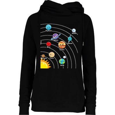 Cute Colorful Planet Solar System Womens Funnel Neck Pullover Hood