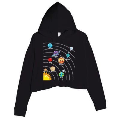 Cute Colorful Planet Solar System Crop Fleece Hoodie