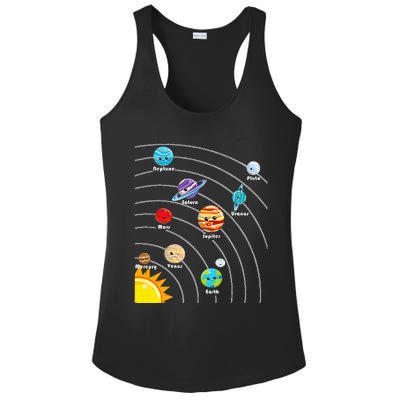 Cute Colorful Planet Solar System Ladies PosiCharge Competitor Racerback Tank