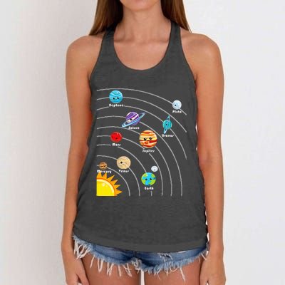 Cute Colorful Planet Solar System Women's Knotted Racerback Tank