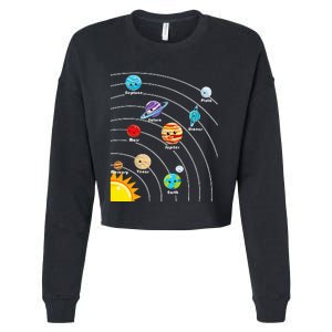 Cute Colorful Planet Solar System Cropped Pullover Crew