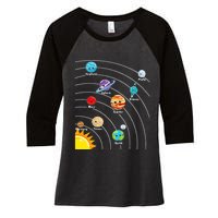 Cute Colorful Planet Solar System Women's Tri-Blend 3/4-Sleeve Raglan Shirt