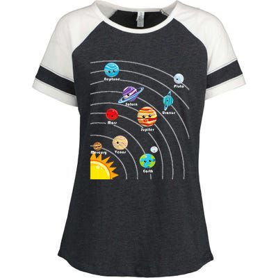 Cute Colorful Planet Solar System Enza Ladies Jersey Colorblock Tee