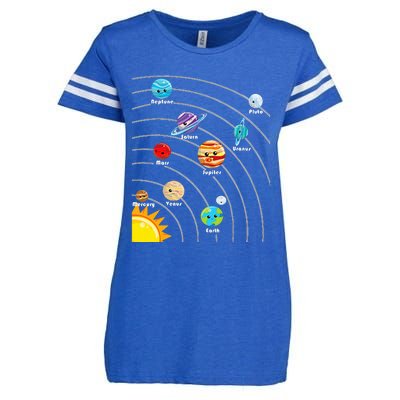 Cute Colorful Planet Solar System Enza Ladies Jersey Football T-Shirt