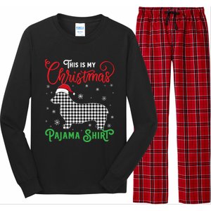 Corgi Christmas Pajama Plaid Santa Hat Lights Snowflakes Gift Long Sleeve Pajama Set