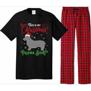 Corgi Christmas Pajama Plaid Santa Hat Lights Snowflakes Gift Pajama Set