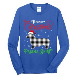 Corgi Christmas Pajama Plaid Santa Hat Lights Snowflakes Gift Tall Long Sleeve T-Shirt