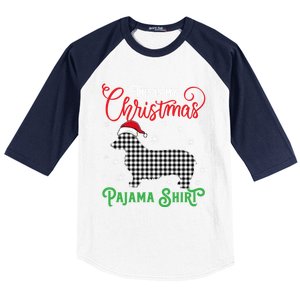 Corgi Christmas Pajama Plaid Santa Hat Lights Snowflakes Gift Baseball Sleeve Shirt