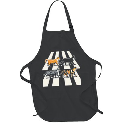 Cat Crosswalk Parody - Colorful Cats Crossing Road Funny Full-Length Apron With Pockets