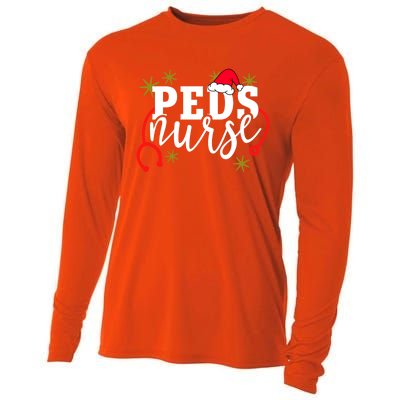 Cute Christmas Peds Nurse Santa Hat Holiday Pediatric Rn Gift Cooling Performance Long Sleeve Crew