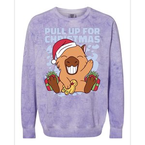 Christmas Capybara Pull Up Colorblast Crewneck Sweatshirt