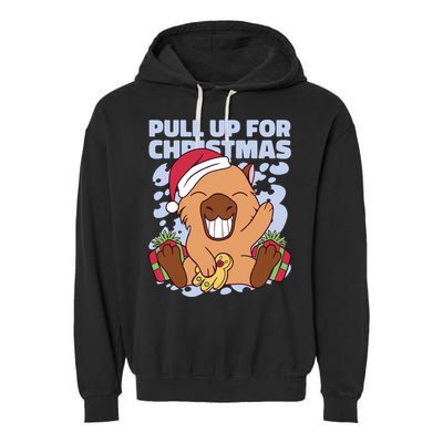 Christmas Capybara Pull Up Garment-Dyed Fleece Hoodie
