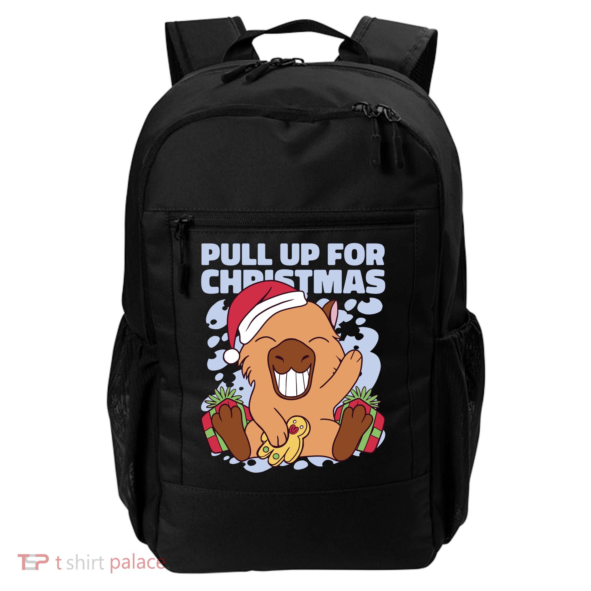 Christmas Capybara Pull Up Daily Commute Backpack