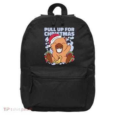 Christmas Capybara Pull Up 16 in Basic Backpack