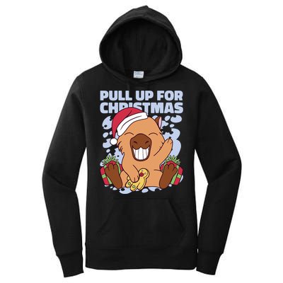 Christmas Capybara Pull Up Women's Pullover Hoodie