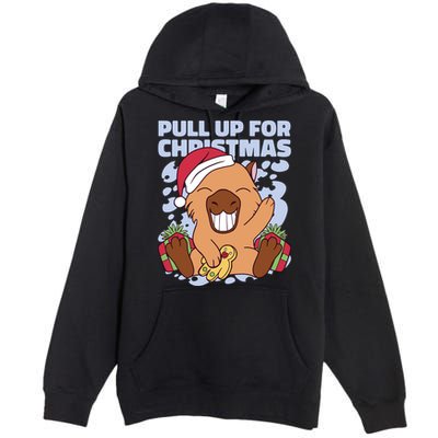 Christmas Capybara Pull Up Premium Pullover Hoodie
