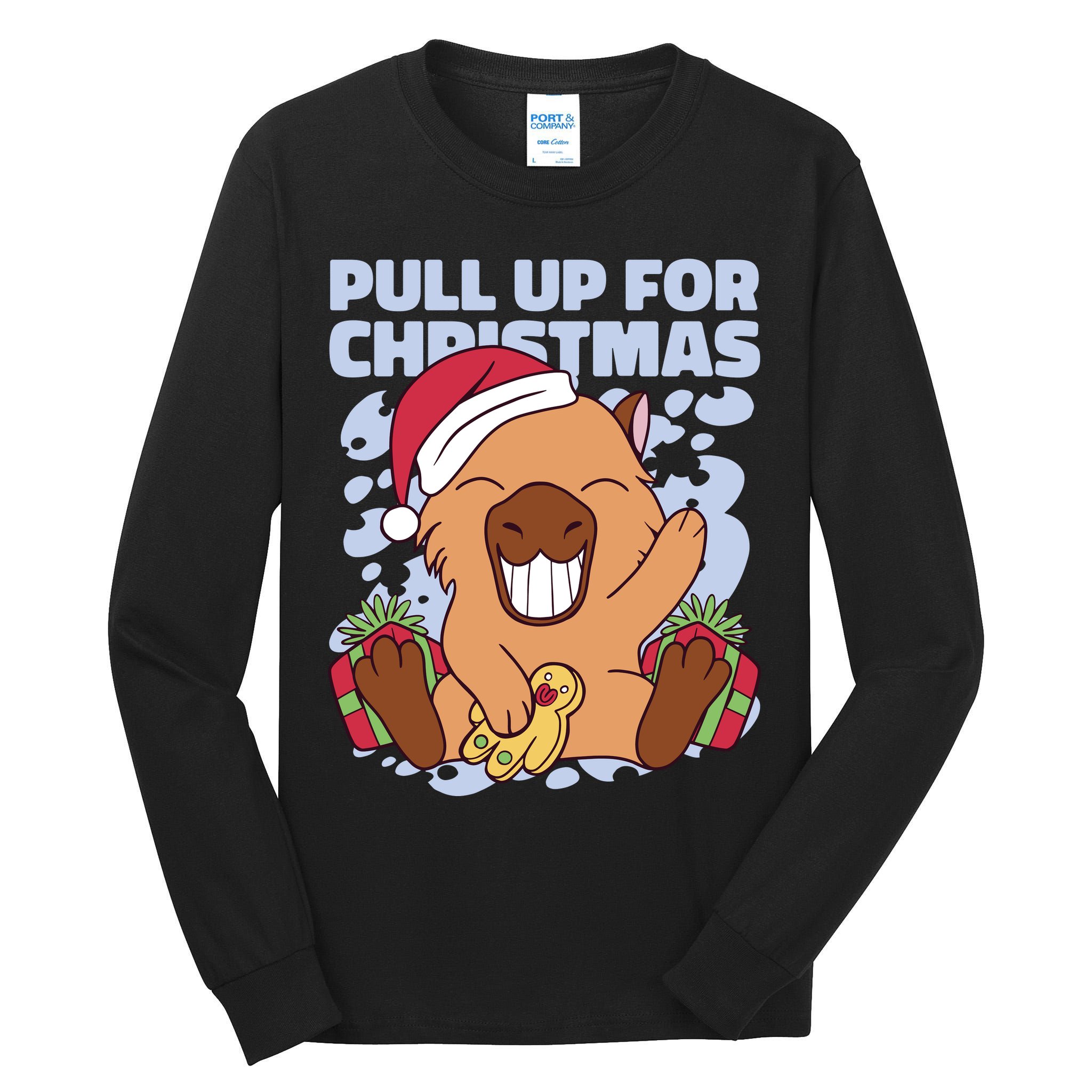 Christmas Capybara Pull Up Tall Long Sleeve T-Shirt