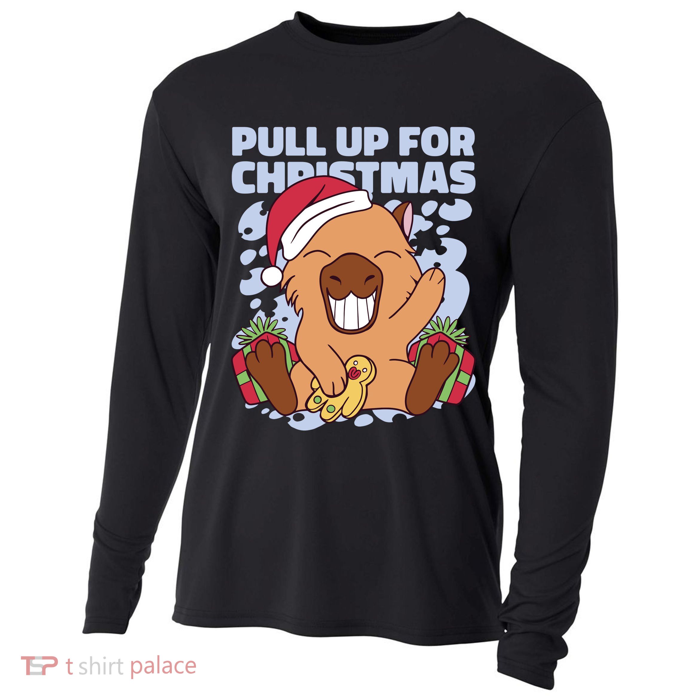 Christmas Capybara Pull Up Cooling Performance Long Sleeve Crew