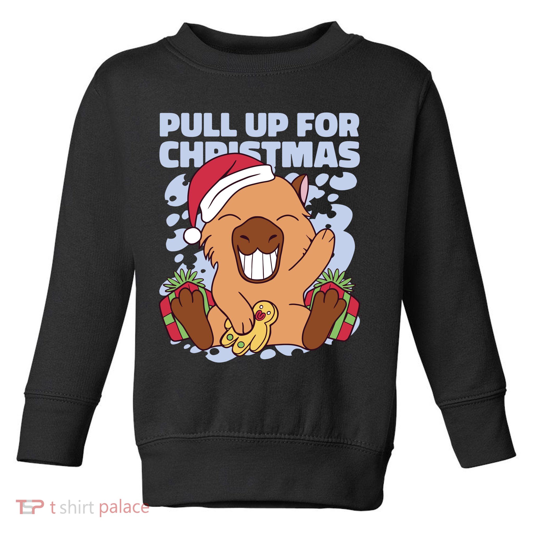 Christmas Capybara Pull Up Toddler Sweatshirt