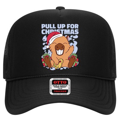 Christmas Capybara Pull Up Trucker Hat