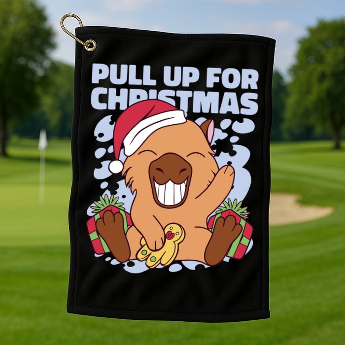 Christmas Capybara Pull Up Golf Towel
