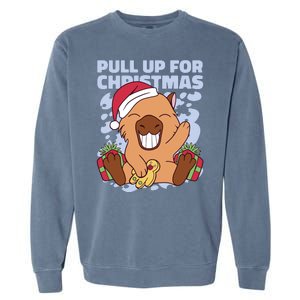 Christmas Capybara Pull Up Garment-Dyed Sweatshirt