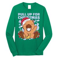 Christmas Capybara Pull Up Long Sleeve Shirt