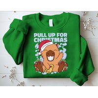 Christmas Capybara Pull Up Sweatshirt