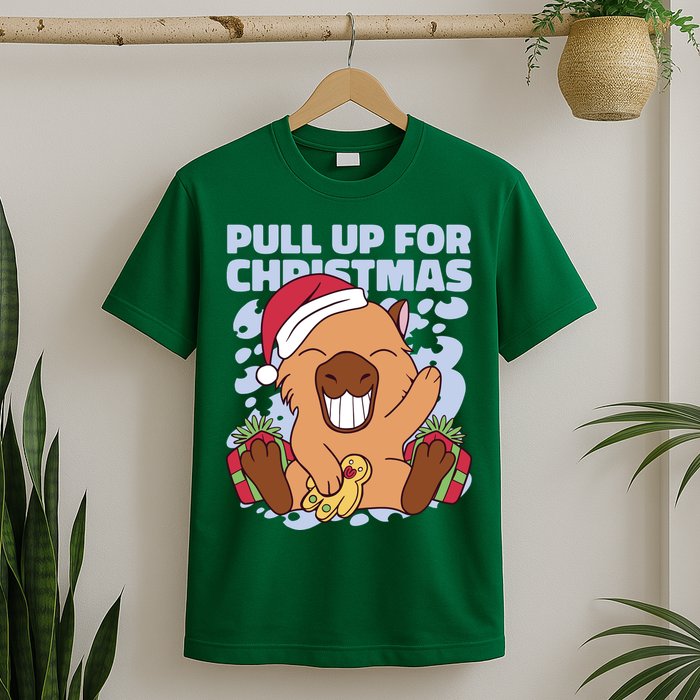 Christmas Capybara Pull Up T-Shirt