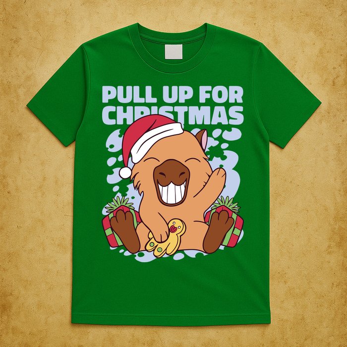 Christmas Capybara Pull Up T-Shirt