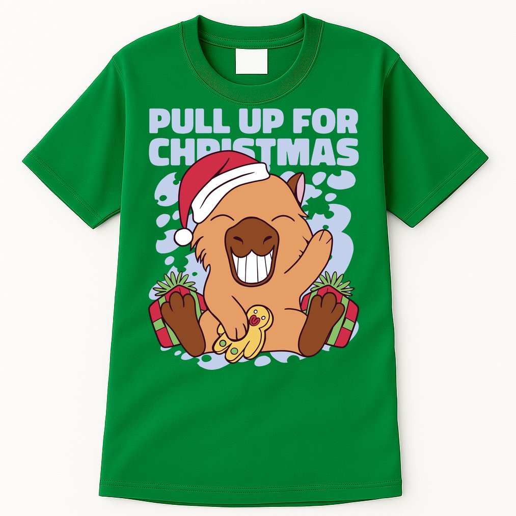 Christmas Capybara Pull Up Tall T-Shirt
