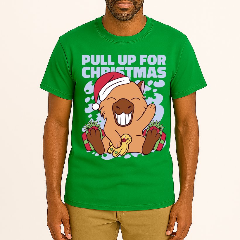 Christmas Capybara Pull Up Tall T-Shirt