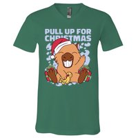 Christmas Capybara Pull Up V-Neck T-Shirt